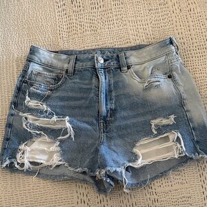 American Eagle Outfitters Two-Tone Distressed Jean Shorts
